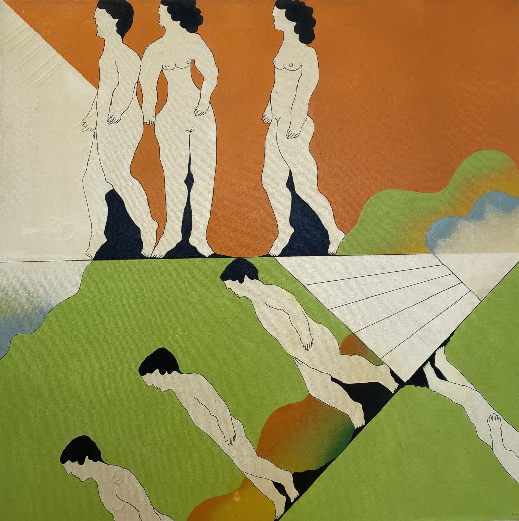 Acryl auf Leinwand 'Sie gewannen klar, deutlich und verdient', Karl Oskar Blase, 1971