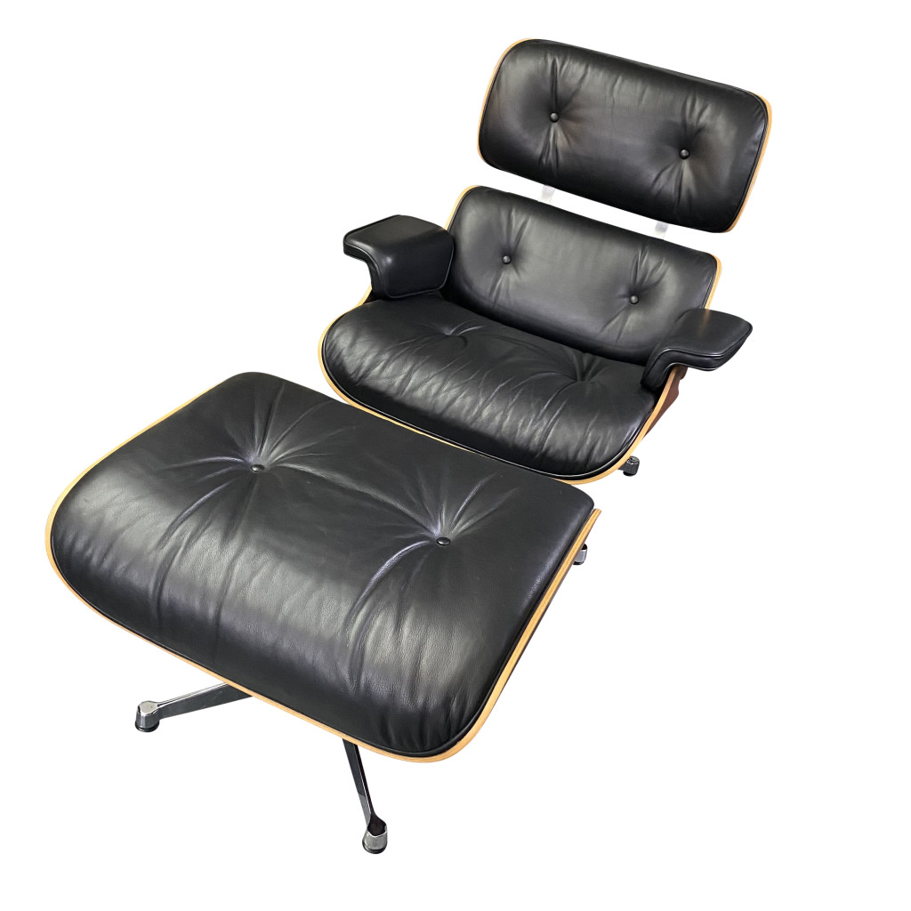 Armlehnsessel mit Ottomane 'Lounge Chair', Charles und Ray Eames, 1950er Jahre