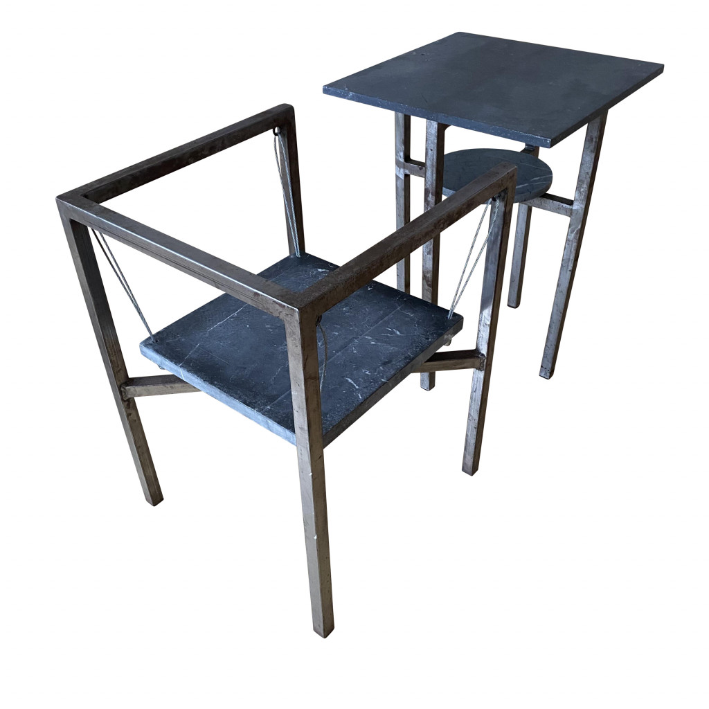 Freischwinger 'Sensilla' und Beistelltisch 'Sensilla Messa', Christoph R. Siebrasse 1988