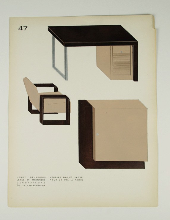 Blatt 47 'MEUBLES D'ACIER LAQUE' ', Henry Delacroix, Lezine et Martiniere, 1930er Jahre