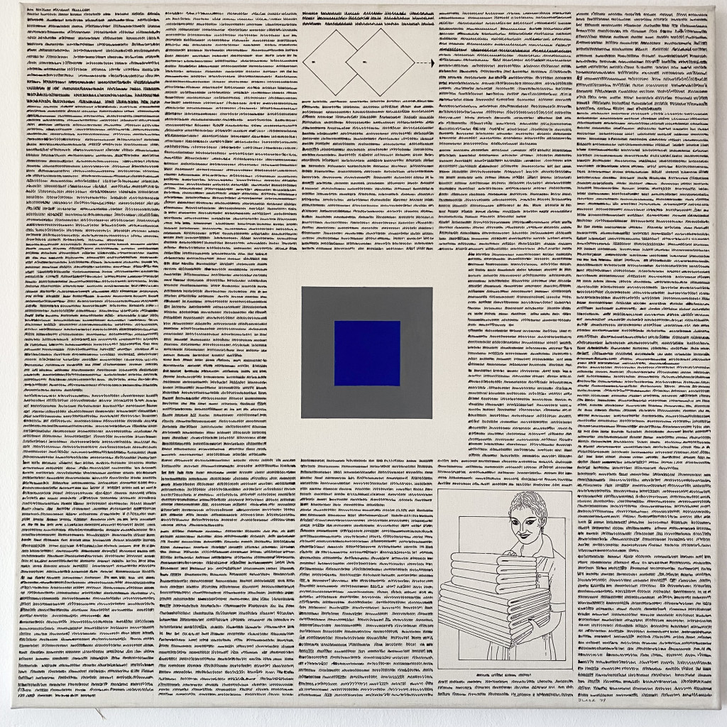 Federzeichnung 'Josef Albers freut sich über KARSTADT freut sich über Josef Albers, Karl Oskar Blase, 1979