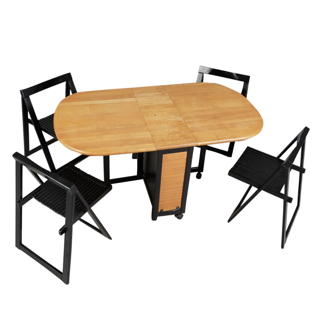 Klapptisch mit vier Klappstühlen, Aldo Jacober, 1960er Jahre