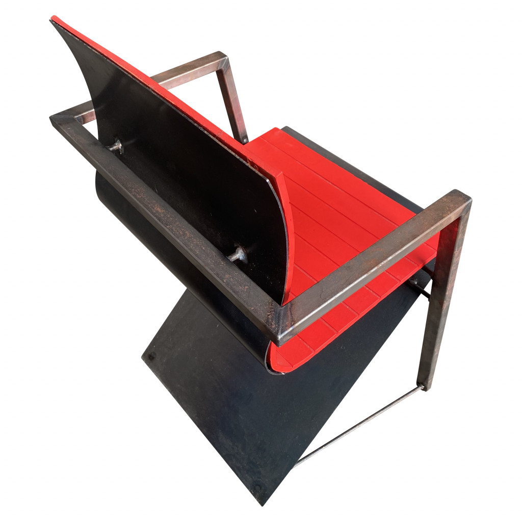 Zwei Armlehnstühle und Tisch 'd8', Gruppe Pentagon, 1987